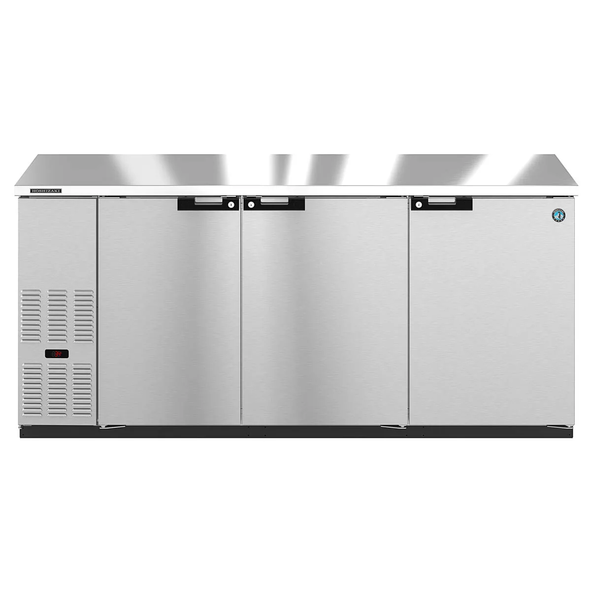 Hoshizaki BB80-S 80" Three Section 3 Swinging Solid Door Back Bar Cooler, 28.74 cu. ft.