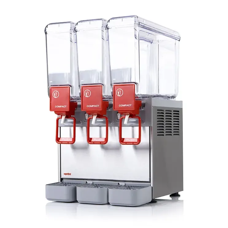 Omcan USA 49086 Countertop Beverage Dispenser with 3 Bowls / Churn / Impeller, 2.1 Gal (each) - 315W