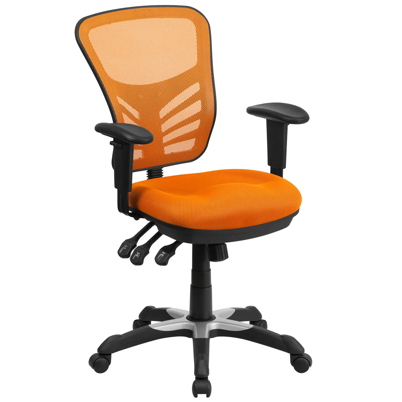 Flash Furniture HL-0001-OR-GG Swivel Chair, 250 lb, Height 36-3/4"-43-1/2", Seat, Padded Arms, Base, Orange