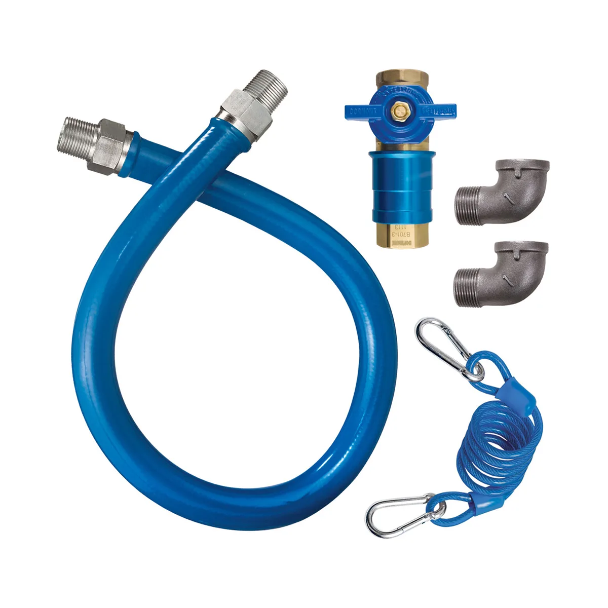Dormont 1675KITCF24 Deluxe Safety Quik 24" Gas Connector Kit, Two Elbows, Restraining Cable, 3/4" Dia