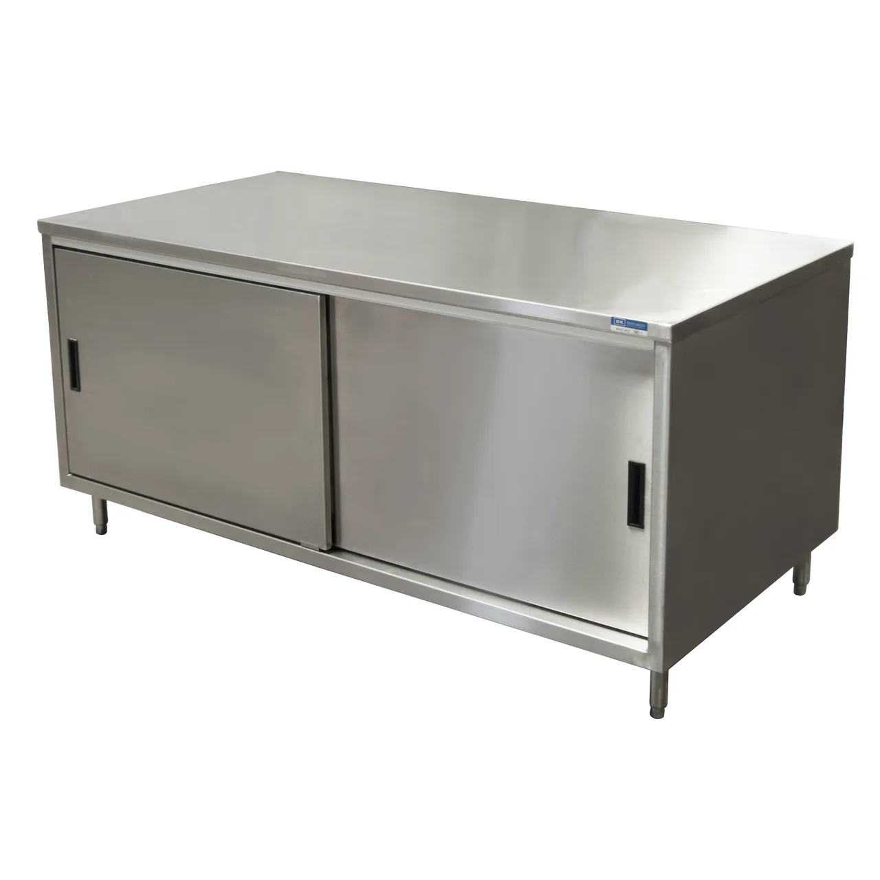 BK Resources CST-2472S Cabinet Base with Sliding Doors Chef Table, 72"W x 24"D - Square/Flat Edge
