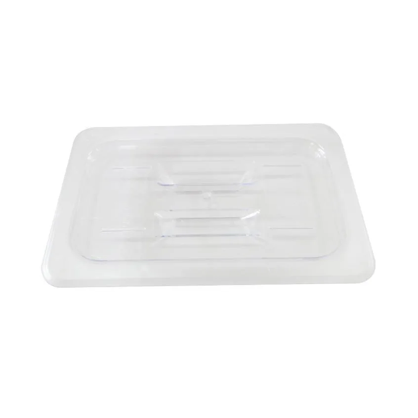 Omcan USA 80020 Plastic Food Pan Cover – 1/4 Size, 10-7/16" x 6-3/8", Clear Polycarbonate Flat Lid