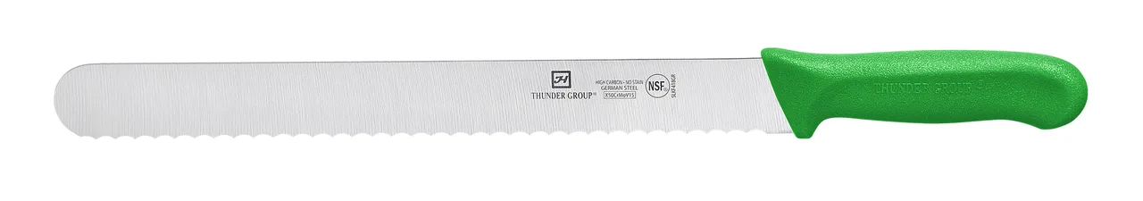 Thunder Group SLKF418GR Slicer, 12" Blade, Wavy Edge, Green Polypropylene Handles