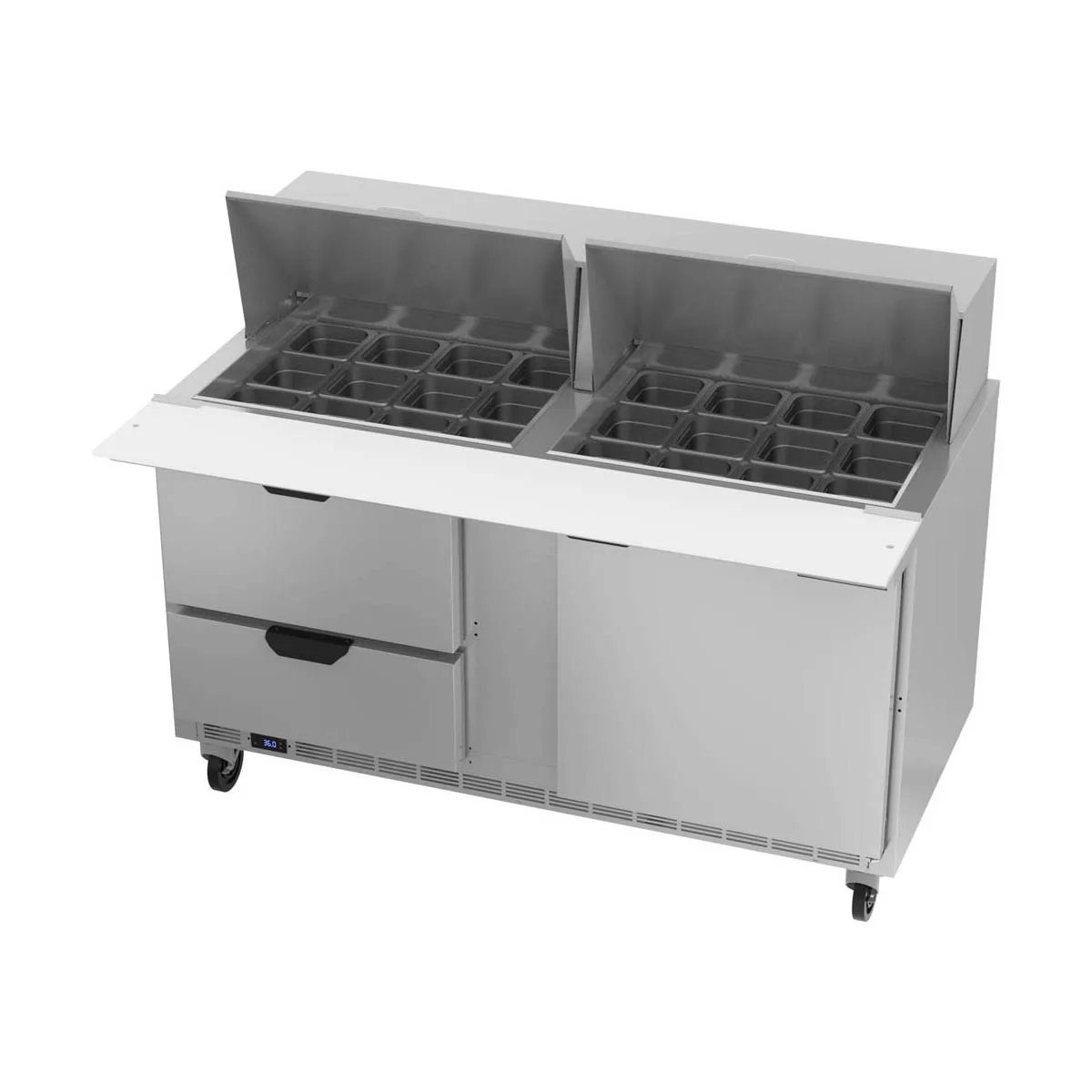 Beverage Air SPED60HC-24M-2 60" Mega Top Sandwich/Salad Prep Table w/ 4 Drawers & 1 Door, 24 Pans