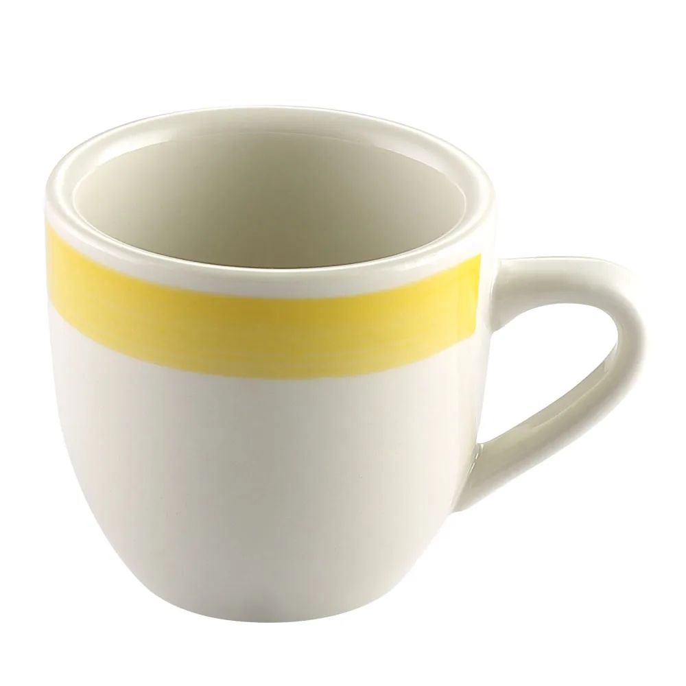CAC China R-35-Y A.D Cup, 3.5 Oz (2.5" Dia x 2.5" H) Ceramic, Yellow/White, Microwave Safe - 1 Dozen