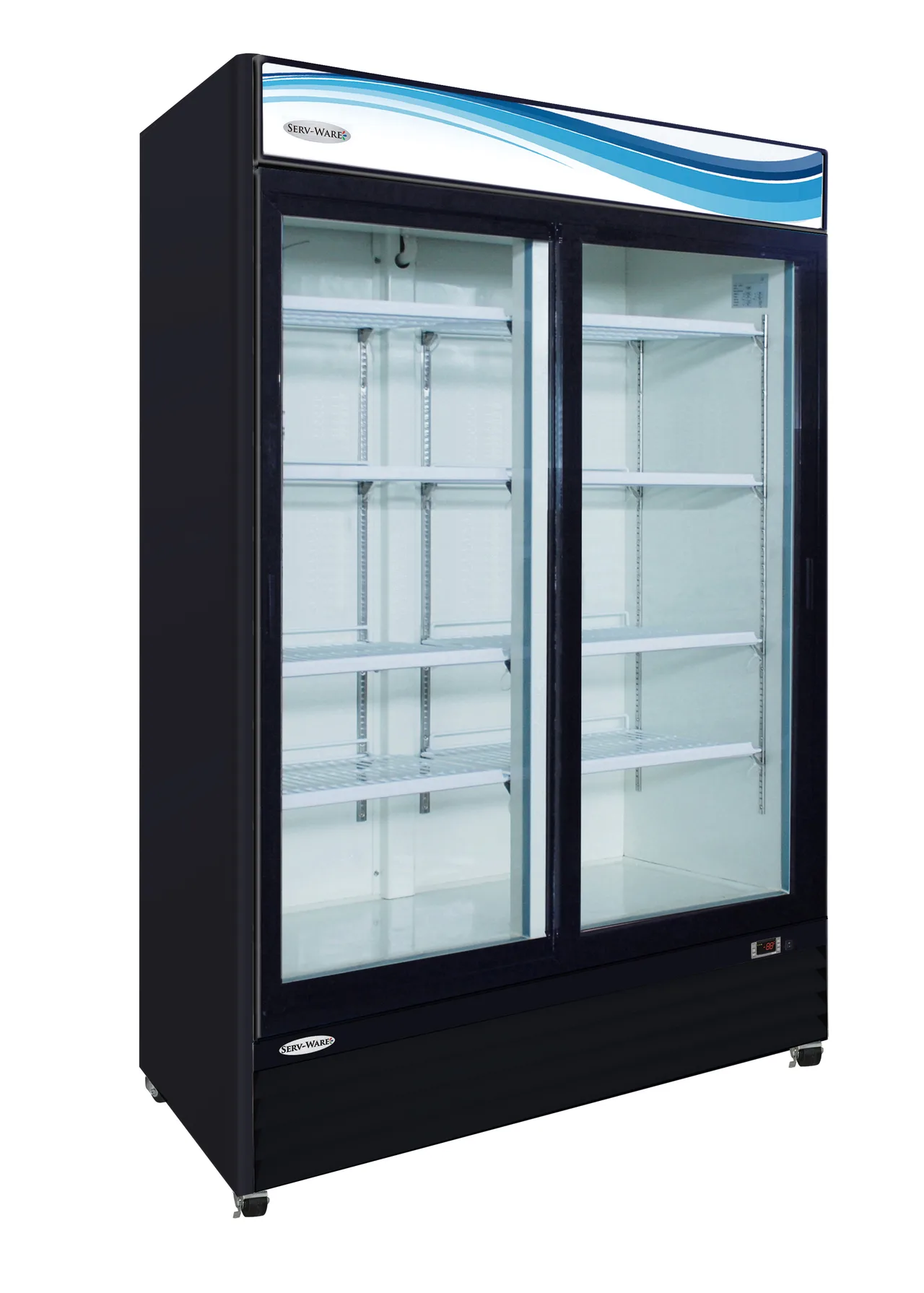 Serv-Ware GR48SB-HC - 54"W x 30.75"D x 79.5"H 48 cu.ft. Black Glass Door Merchandiser, LED