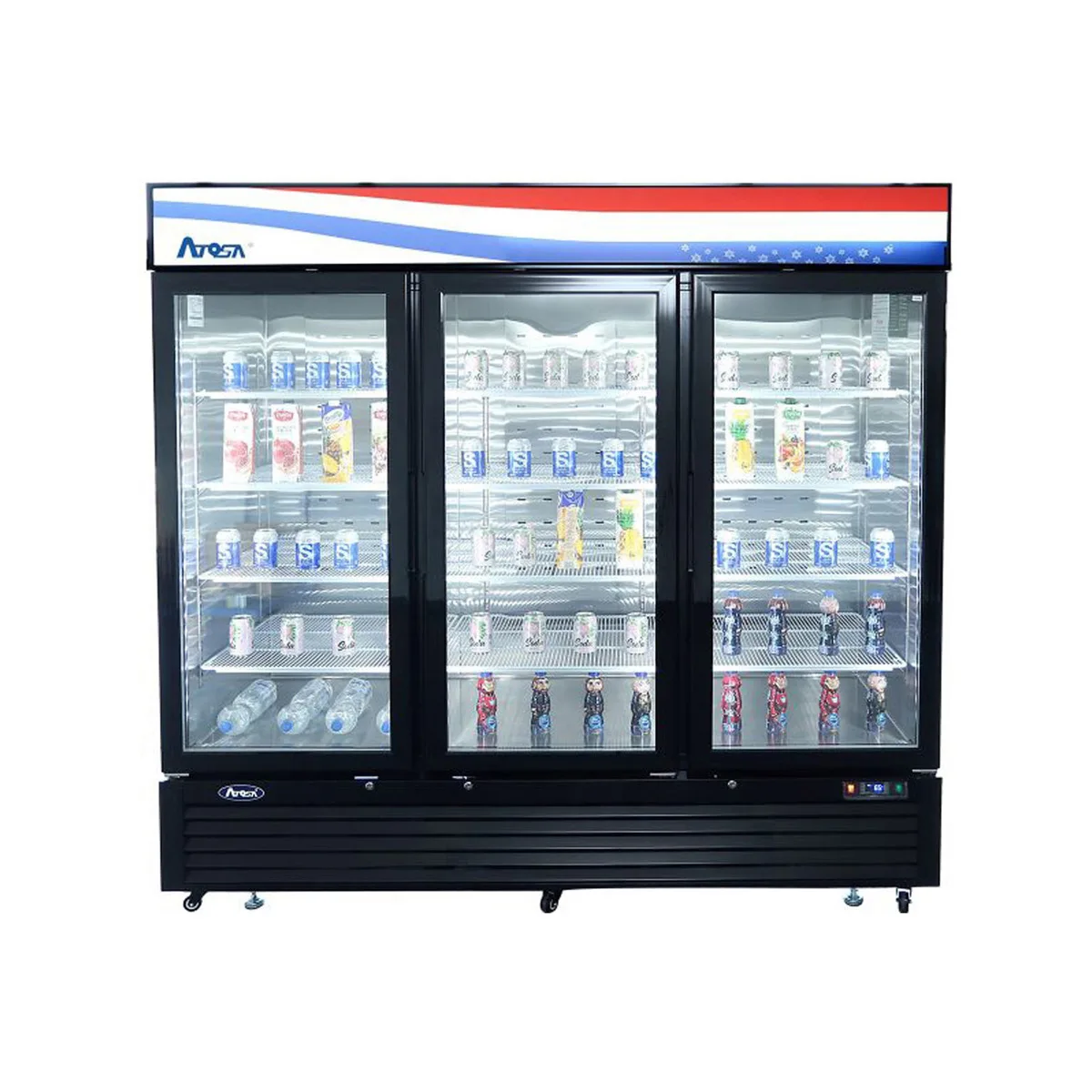 Atosa USA MCF8724GR 81" 3-Section Merchandiser Refrigerator w/ 3 Swing Glass Door, 69.5 cu. ft.