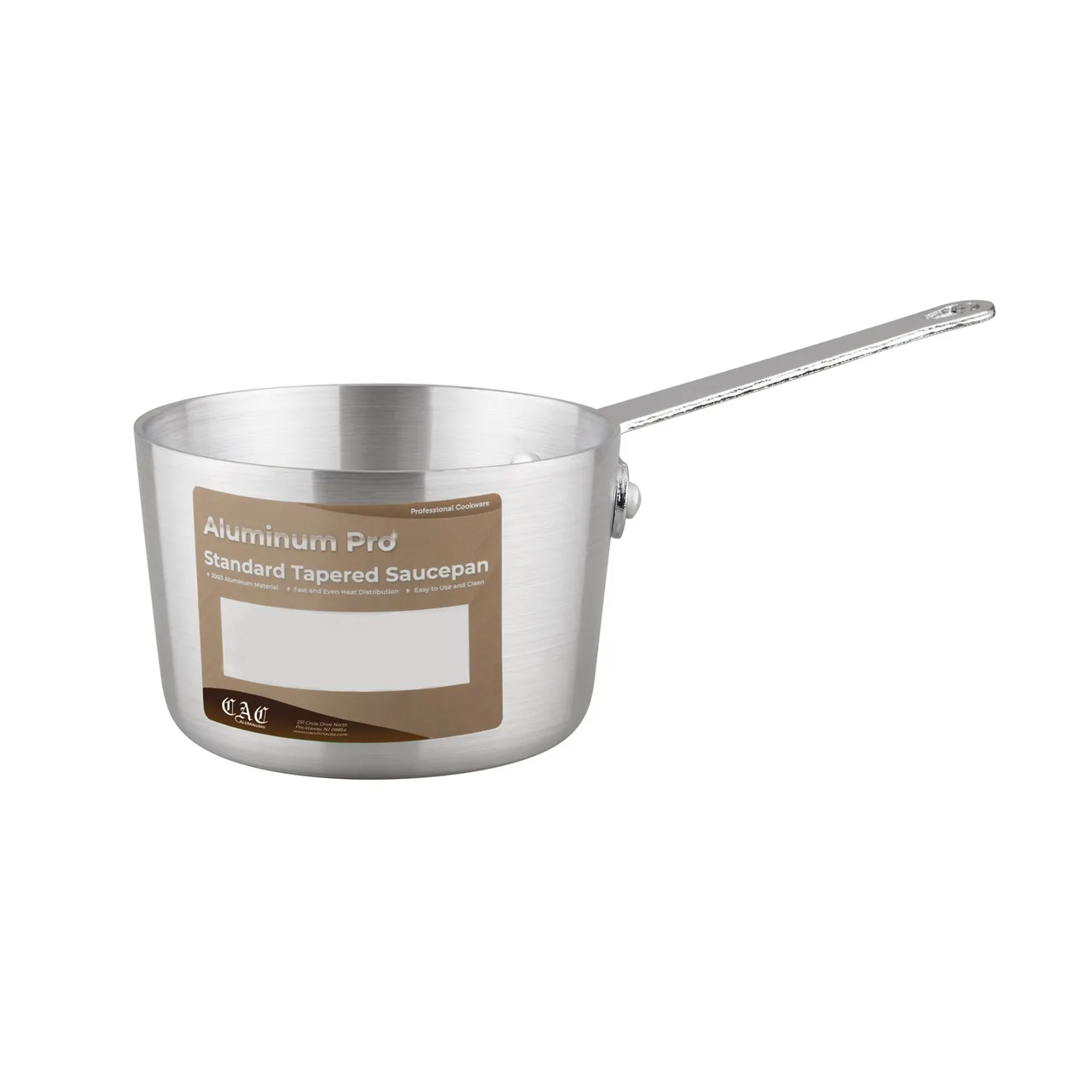 CAC China A9SA-3-2 Sauce Pan, 2.75 Qt., 7-7/8" x 4-1/4", Tapered, Aluminum, Riveted Handles, 3mm Thick