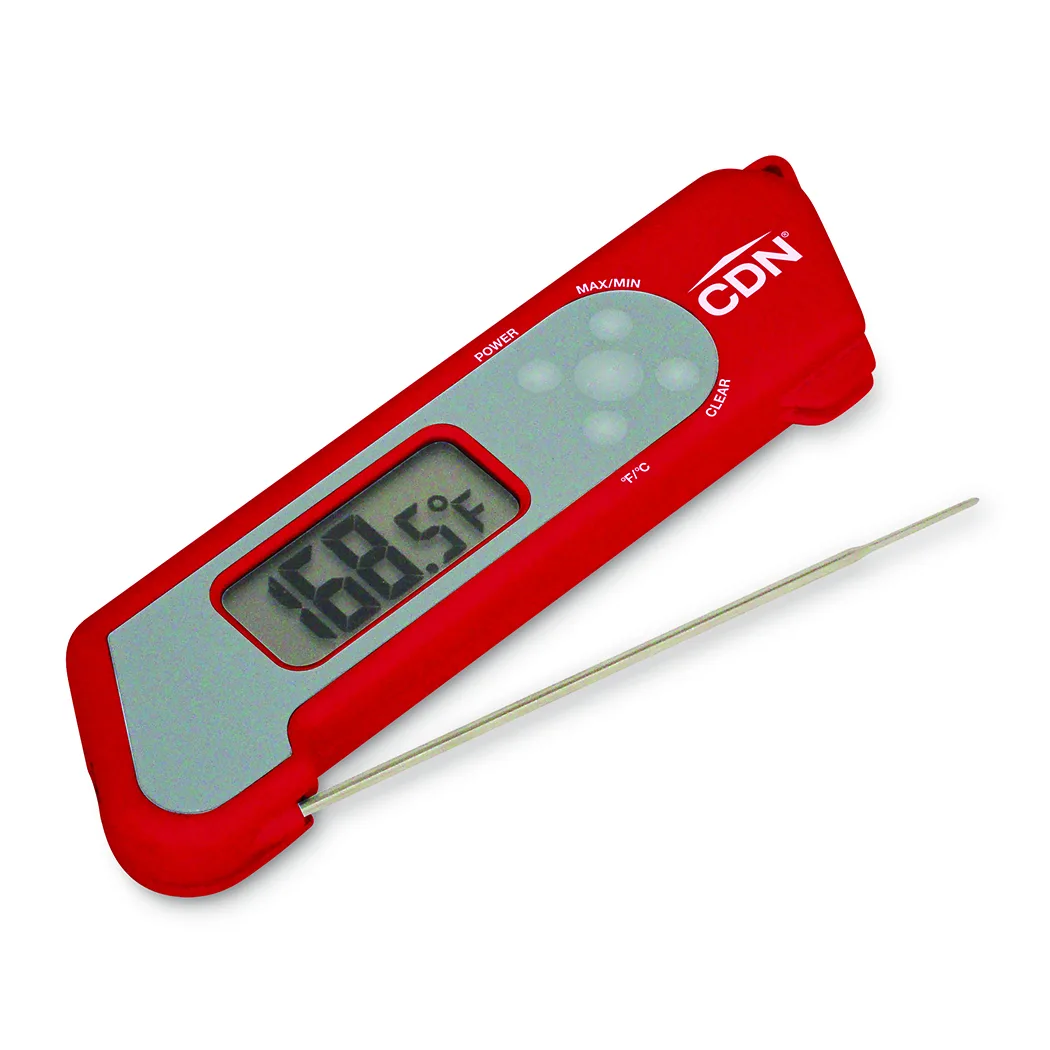 CDN TCT572-R Folding Thermocouple Thermometer, -58 to +572°F, 0.1°F, ±1.8°F, 4-1/4" Red Probe, NSF