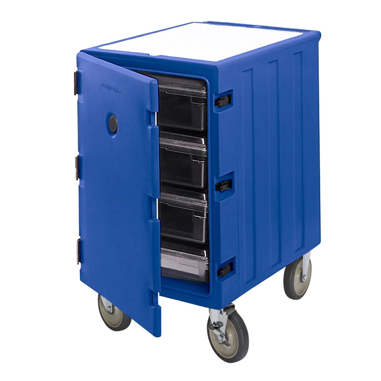 Cambro 1826LBC186 Camcart Front Loading Insulated Food Pan Carrier, 32L x 21.5W x 37.5H, Navy Blue, Polyethylene