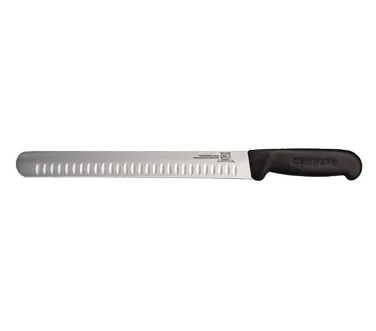 Omcan USA 12713 Slicer Knife, 12" Granton Edge, Stamped, Black Plastic Handle, Greban