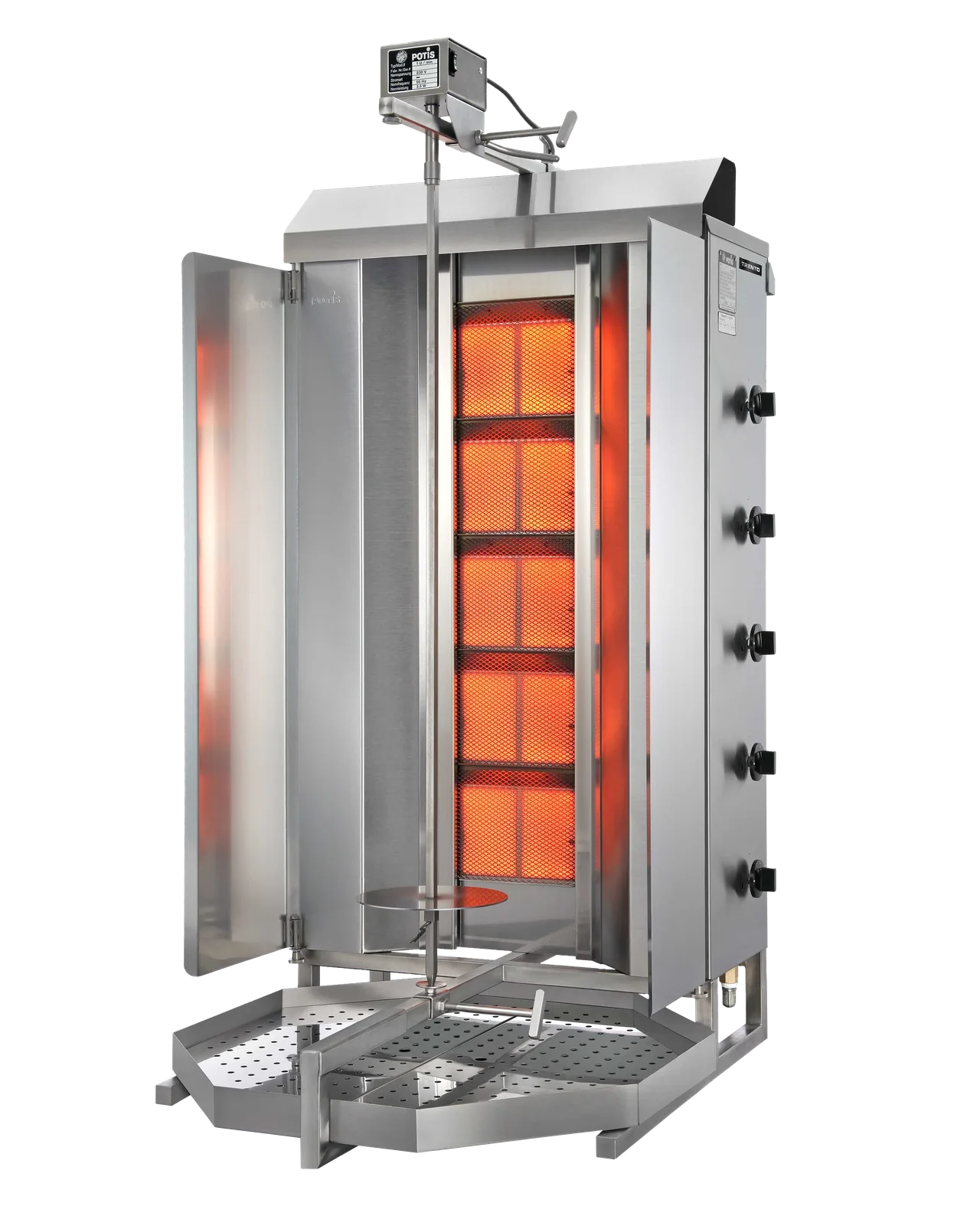 Omcan USA 49162 51" Gas Gyro Machine, 264.5 lbs, (5) Individual Controlled Infrared Burners