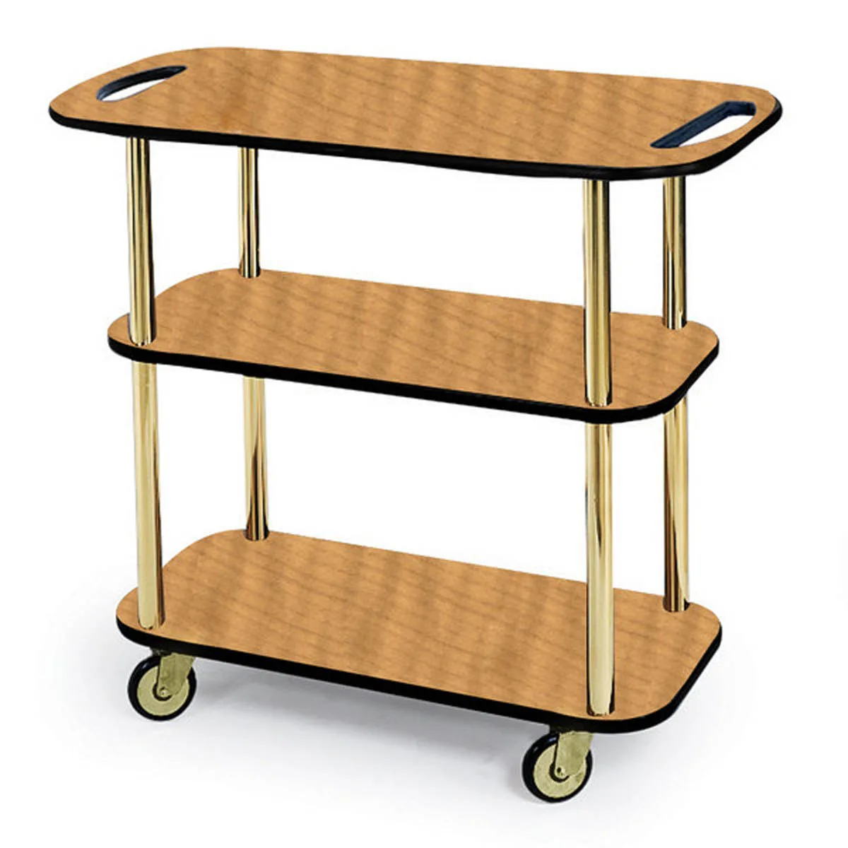 Lakeside 36104 Rectangular Serving Cart with 3-Shelf, Handle Cut-Outs on Top Shelf