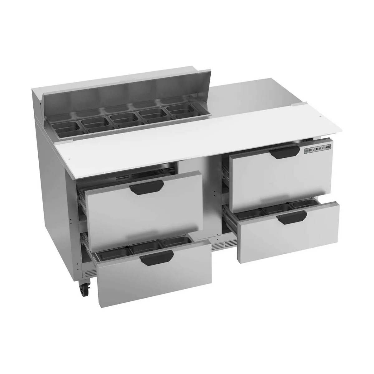 Beverage Air SPED60HC-10C-4 60" Two Section Sandwich/Salad Prep Table w/ 4 Drawers, 10 Pans