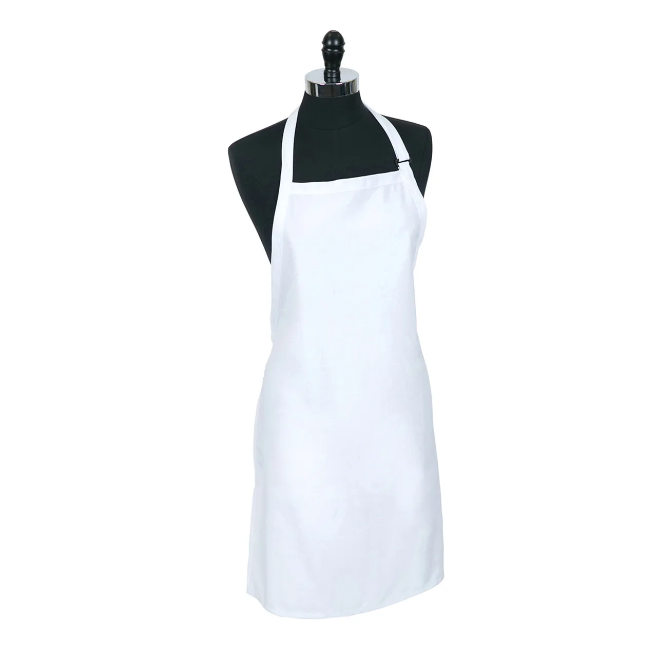 Mercer M61120WH Bib Apron - 33" x 23" White Adjustable-Neck, 65/35 Poly-Cotton Twill, Pocket-Free Restaurant Bib