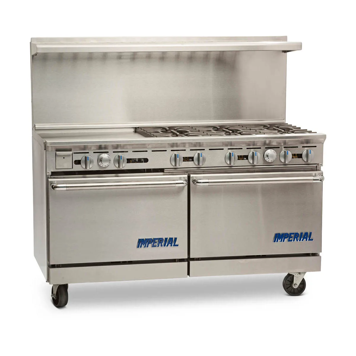 Imperial IR-6-G24-CC 60" Gas Restaurant Range w/ (6) Open Burners, 24" Griddle, (2) Convection Ovens, 292.000 BTU