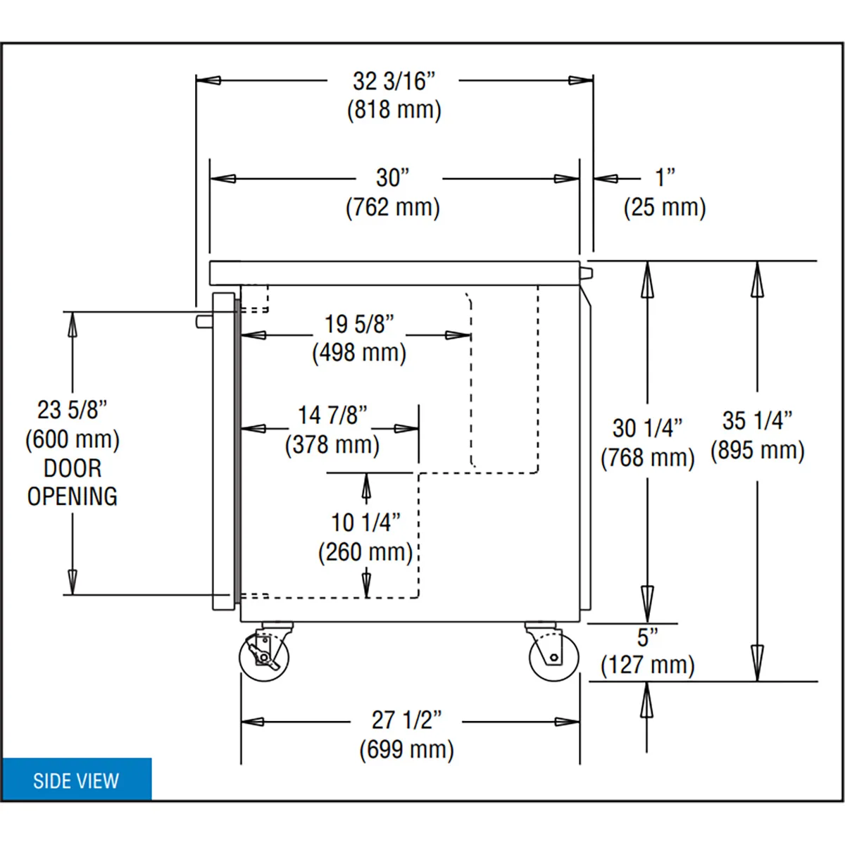 Continental Refrigerator SW32N 32" 1-Section WorkTop Refrigerator w/ 1 Door, 9 cu. ft.