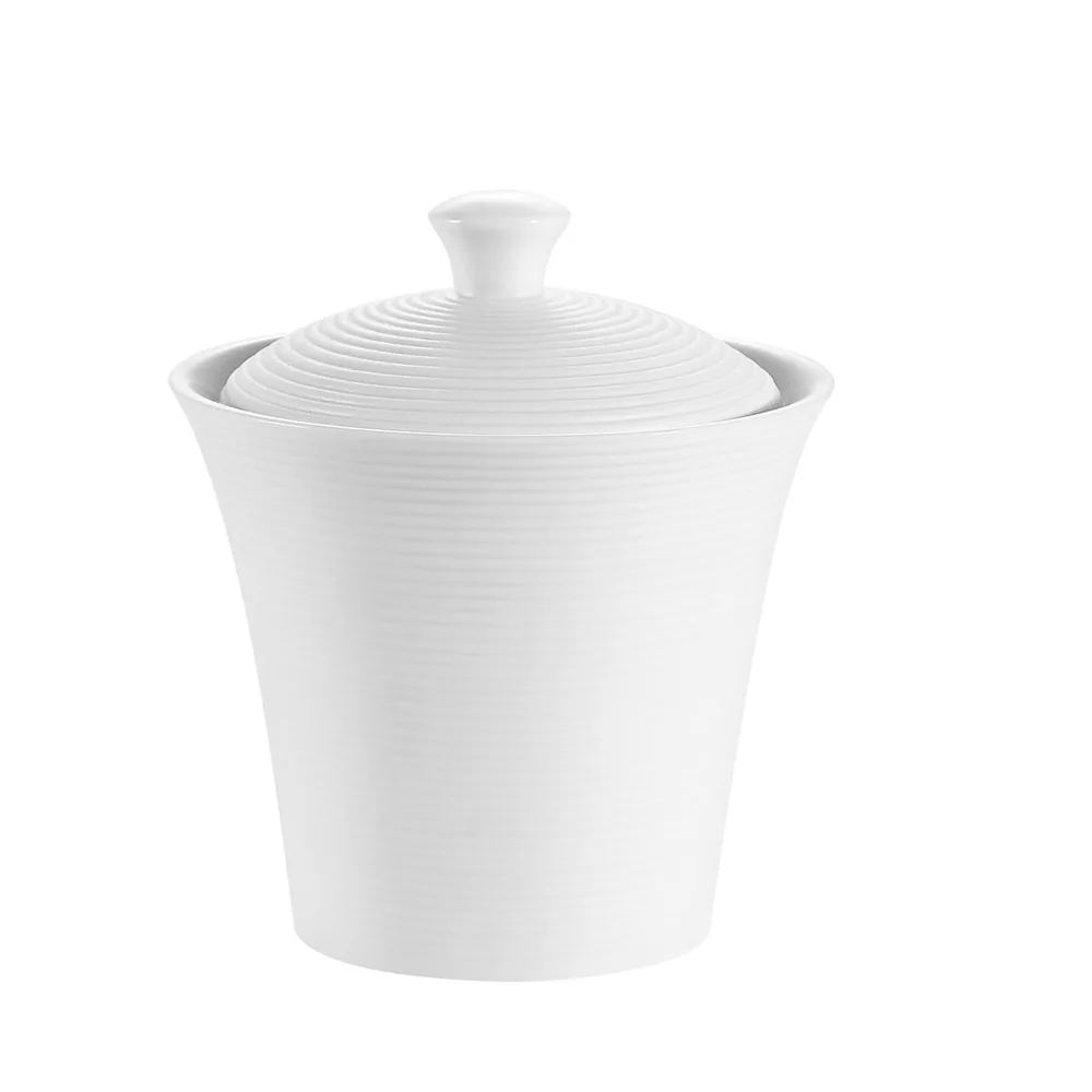 CAC China TST-HSP - 4" Dia. x 3½" Porcelain Sugar Bowl with Lid, White, Dishwasher Safe - 1 Dozen