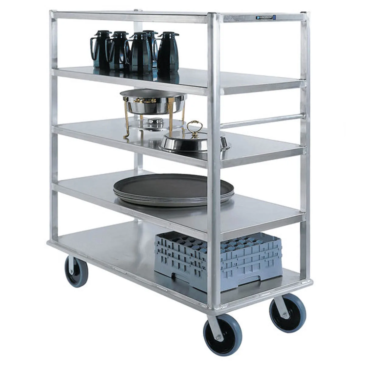 Lakeside 4567 Extreme Duty Aluminum Queen Mary Banquet Cart w/ 5 Shelves, 12" Spacing