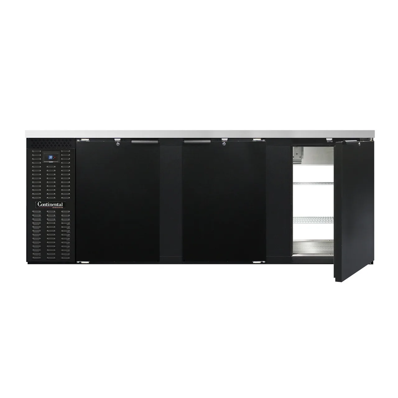 Continental Refrigerator BB90SNPT Pass-Thru Back Bar Cooler w/ 25 Cu Ft, 6 Solid Doors, 90"