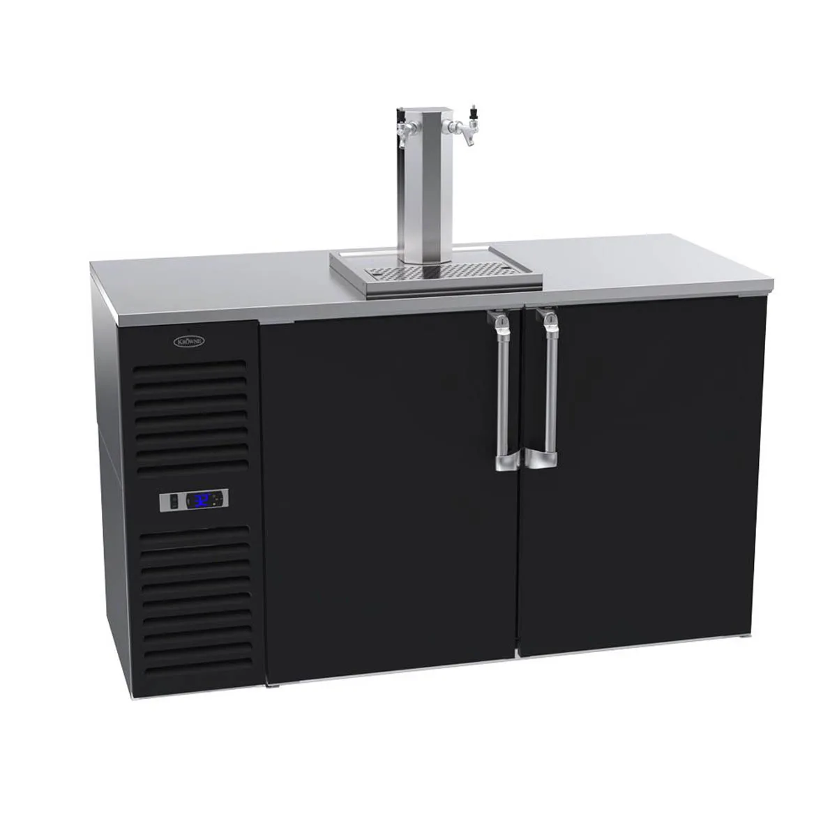 Krowne DB60 Draft Beer Cooler, 60" x 25" Black, 2‑Keg 2‑Tap Tower, Side‑Mounted, 1/4 HP 115V R290