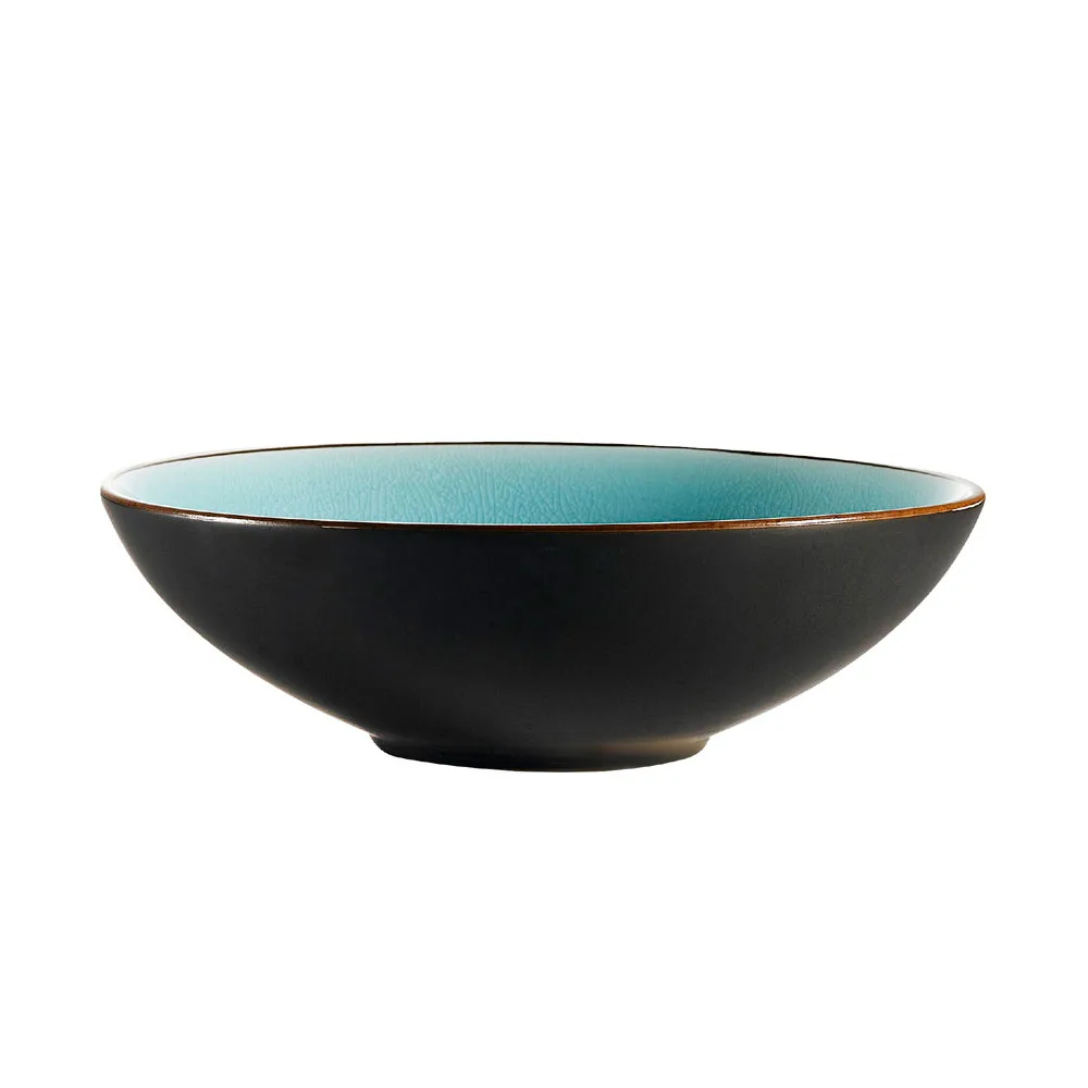 CAC China 666-39-BLU Salad Bowl, 40 Oz (1‑1/4 Qt), 9" Dia x 2‑1/2" H, Ceramic, Blue Glaze - Dozen