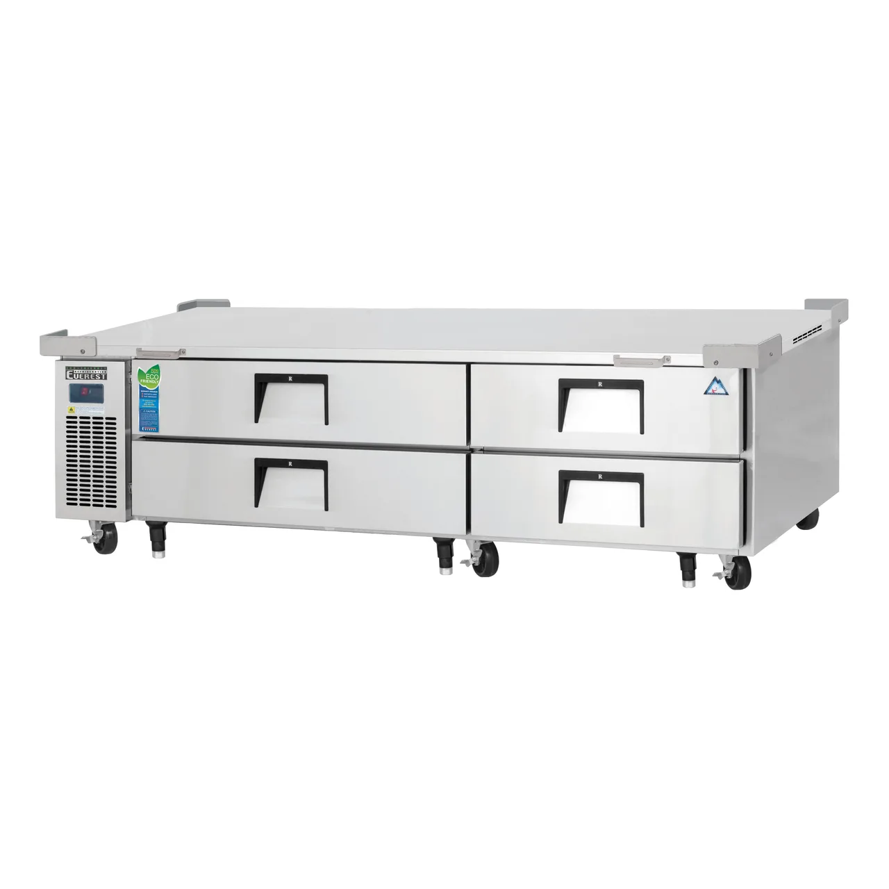 Everest ECB82D4 82" 2- Section Refrigerated Chef Base w/ Heavy Duty 4 Drawers
