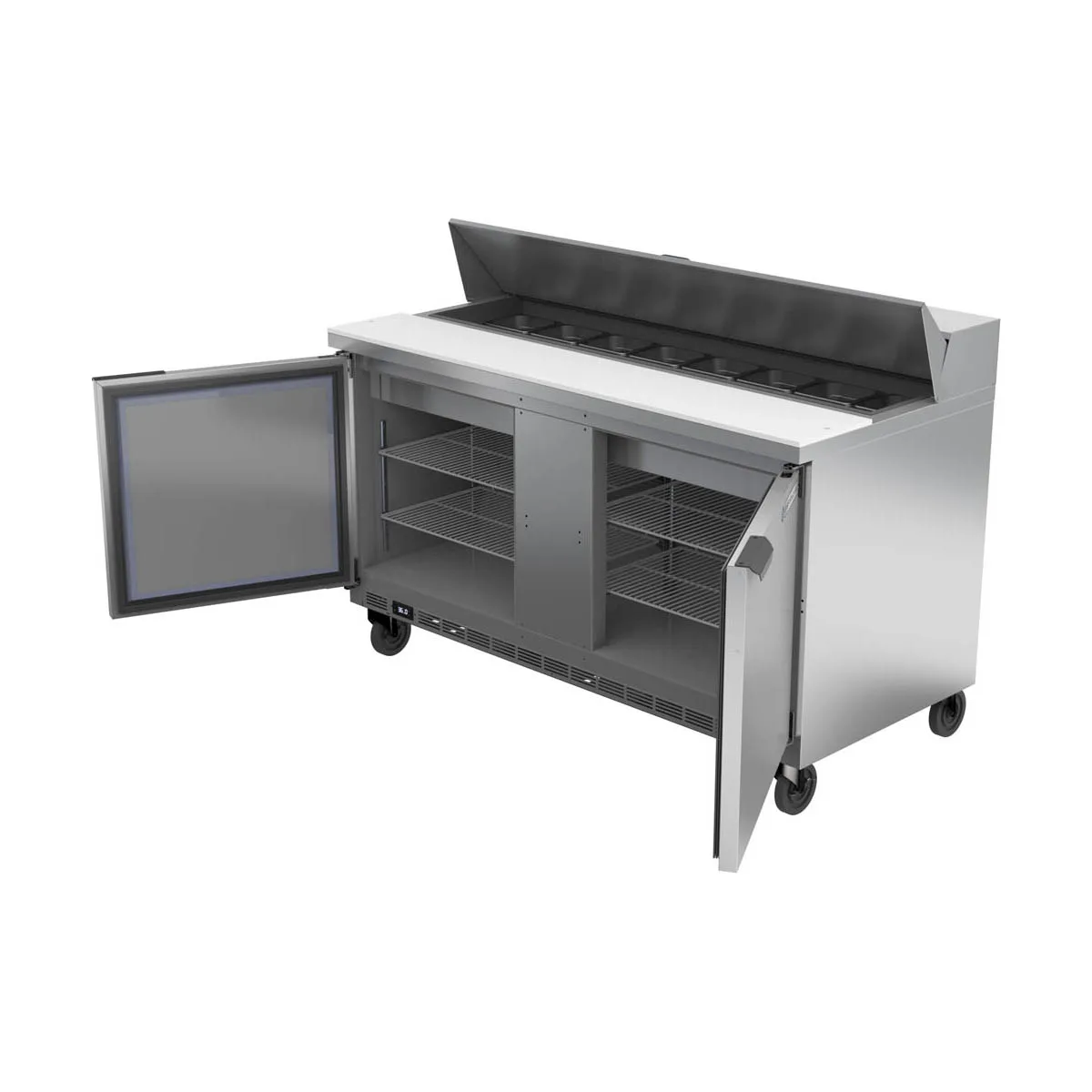 Beverage Air SPE60HC-16 60" Two Section Sandwich/Salad Prep Table w/ 2 Doors, 16 pans, 16 cu. ft.