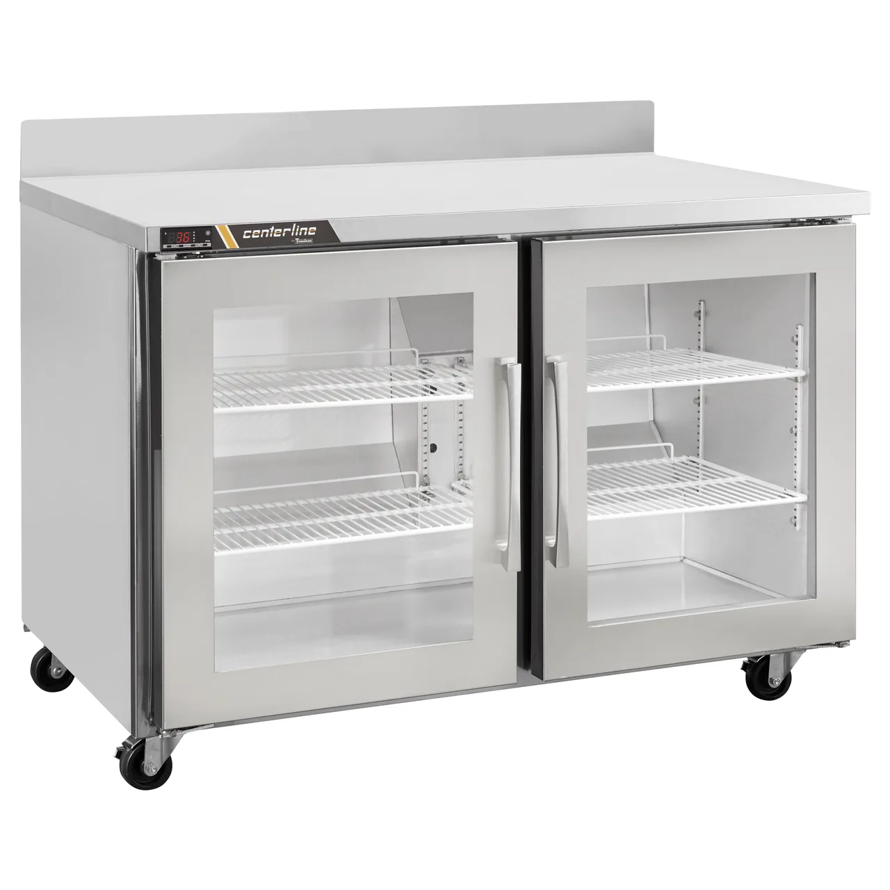 Traulsen C Series CLUC-48R-GD-WTLR 48" 2-Section Worktop Refrigerator w/ 2 Glass Doors