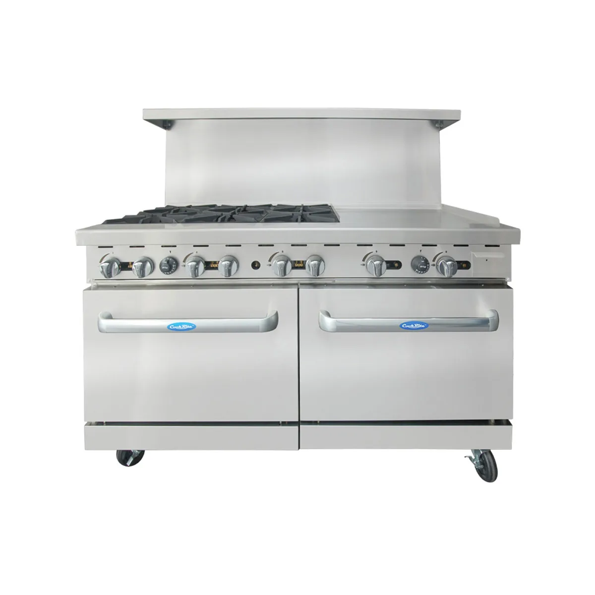 Atosa USA AGR-6B24GR-NG 60" Gas Restaurant Range w/ (6) Open Burners, 24" Griddle, 294.000 BTU 