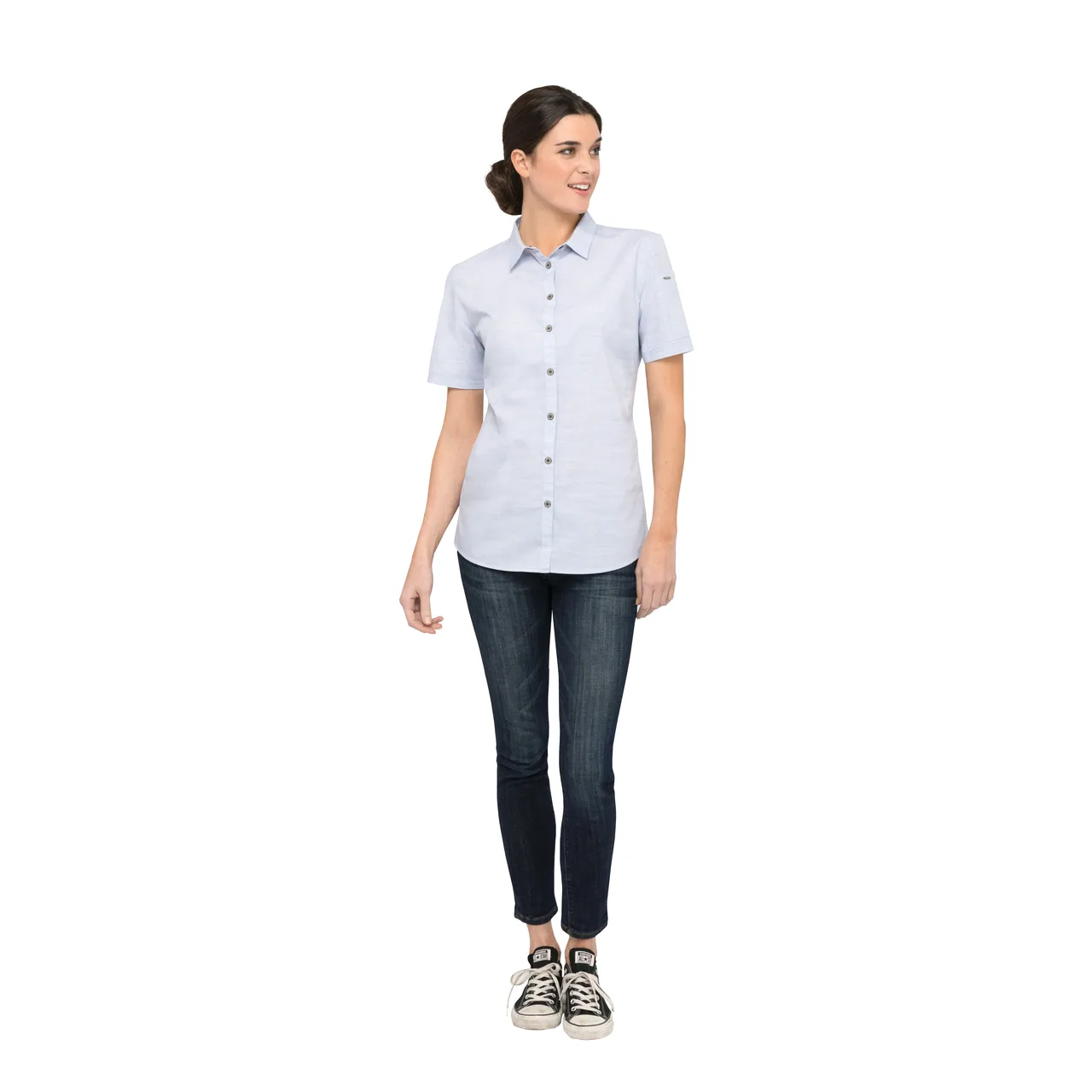 Chef Works SHC01W-BLU-M Women's Havana Cook Shirt, Medium, Blue, Poly/Cotton