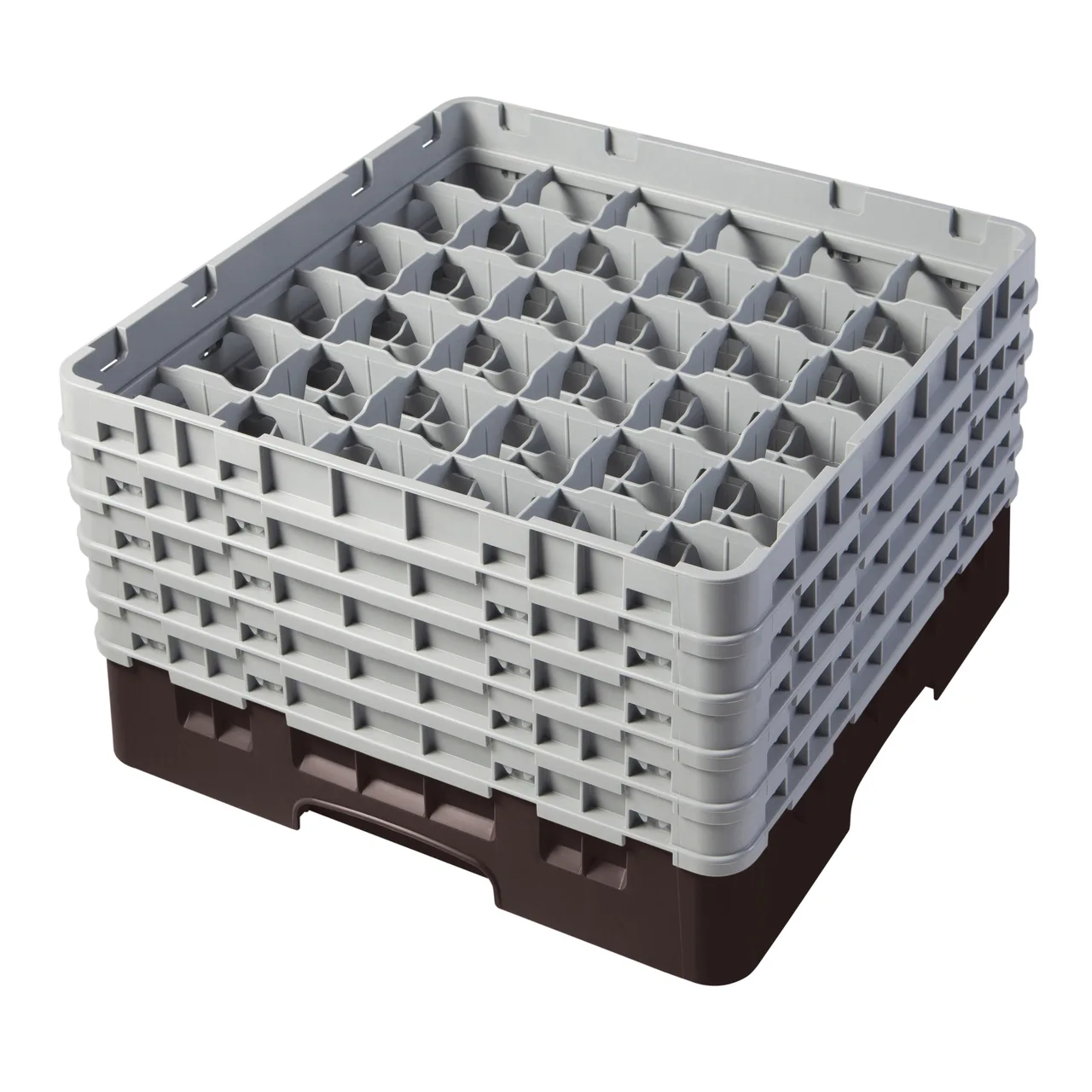 Cambro 36S958167 Camrack Glass Rack, Full Size, Brown, 36 Compartments, 19-3/4" x 19-3/4", HACCP