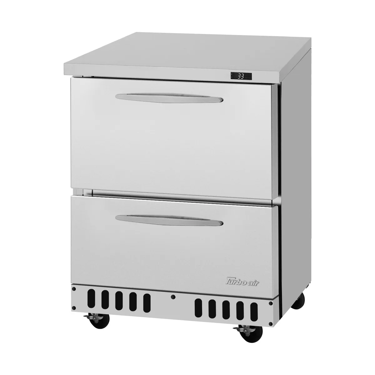 Turbo Air PUR-28-D2-FB-N 28" 1-Section Undercounter Refrigerator w/ 2 Drawers, 6.5 cu. ft.