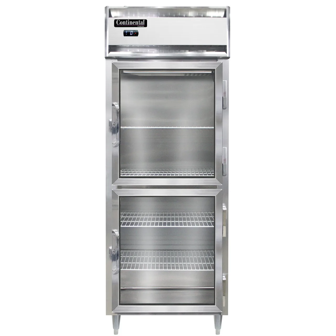 Continental Refrigerator D1FENSAGDHD 28" 1-Section Reach-In Freezer, 2 Half Glass Doors, Top Mounted, 22 cu. ft., Stainless Steel