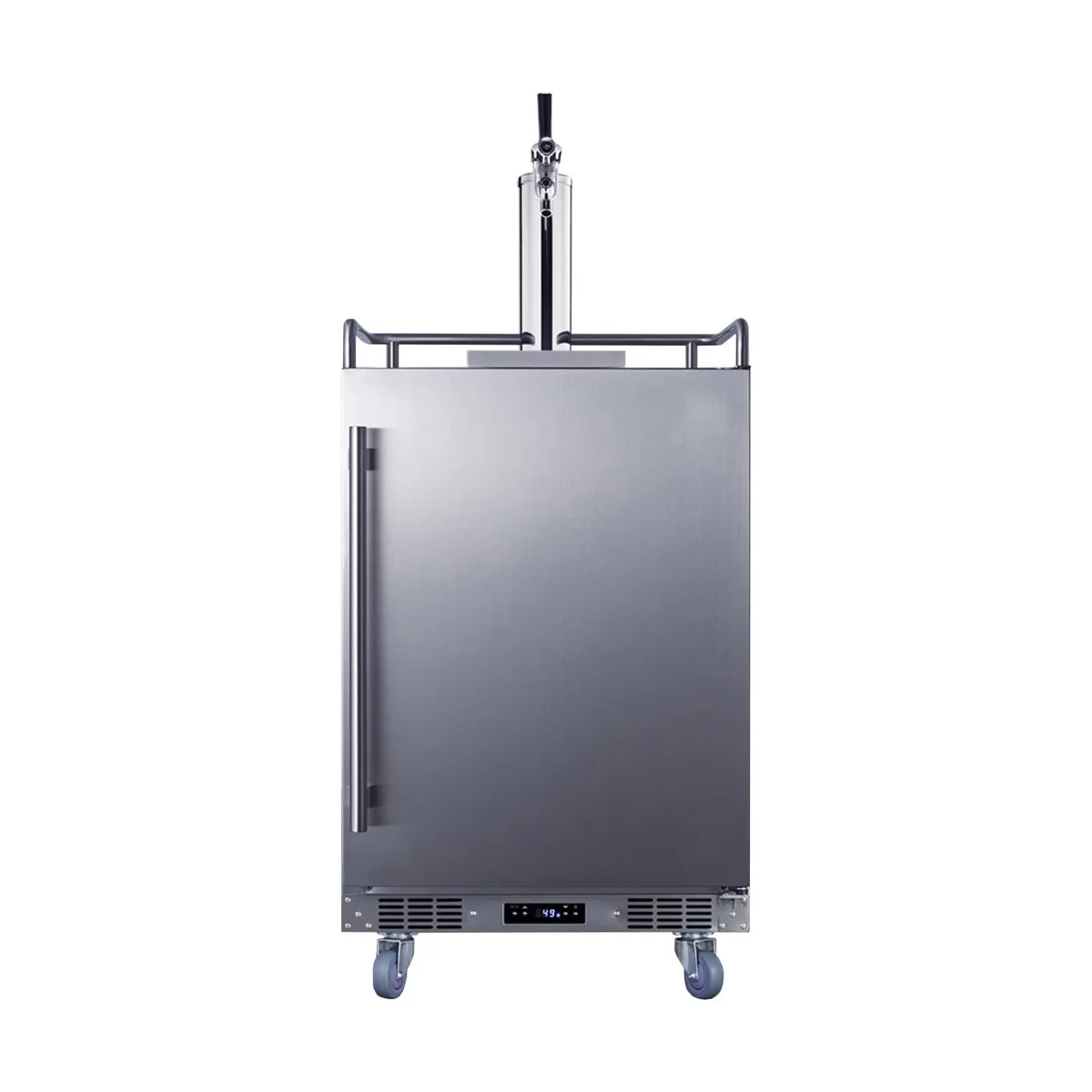 Summit BC74OSCOM 24" 5.6 Cu Ft 3‑Keg Draft Beer Cooler, SS Compressor, +34°‑+68°F, Defrost, Tap Kit