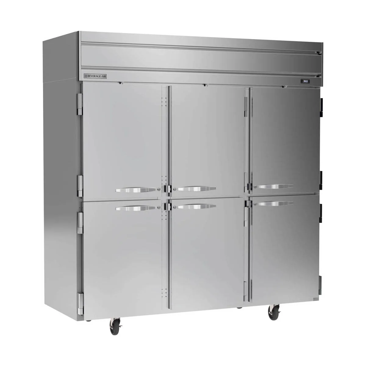 Beverage Air HRS3HC-1HS 78" 3-Section Reach-In Refrigerator w/ 6 Solid Half Doors, Top Mounted, 1/3 hp, 71.5 cu. ft.