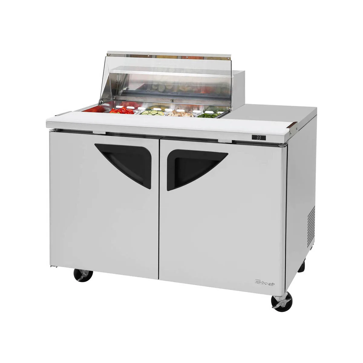 Turbo Air TST-48SD-08S-N-CL 48" Two Section Sandwich / Salad Prep Table w/ 2 Doors, 8 Pans