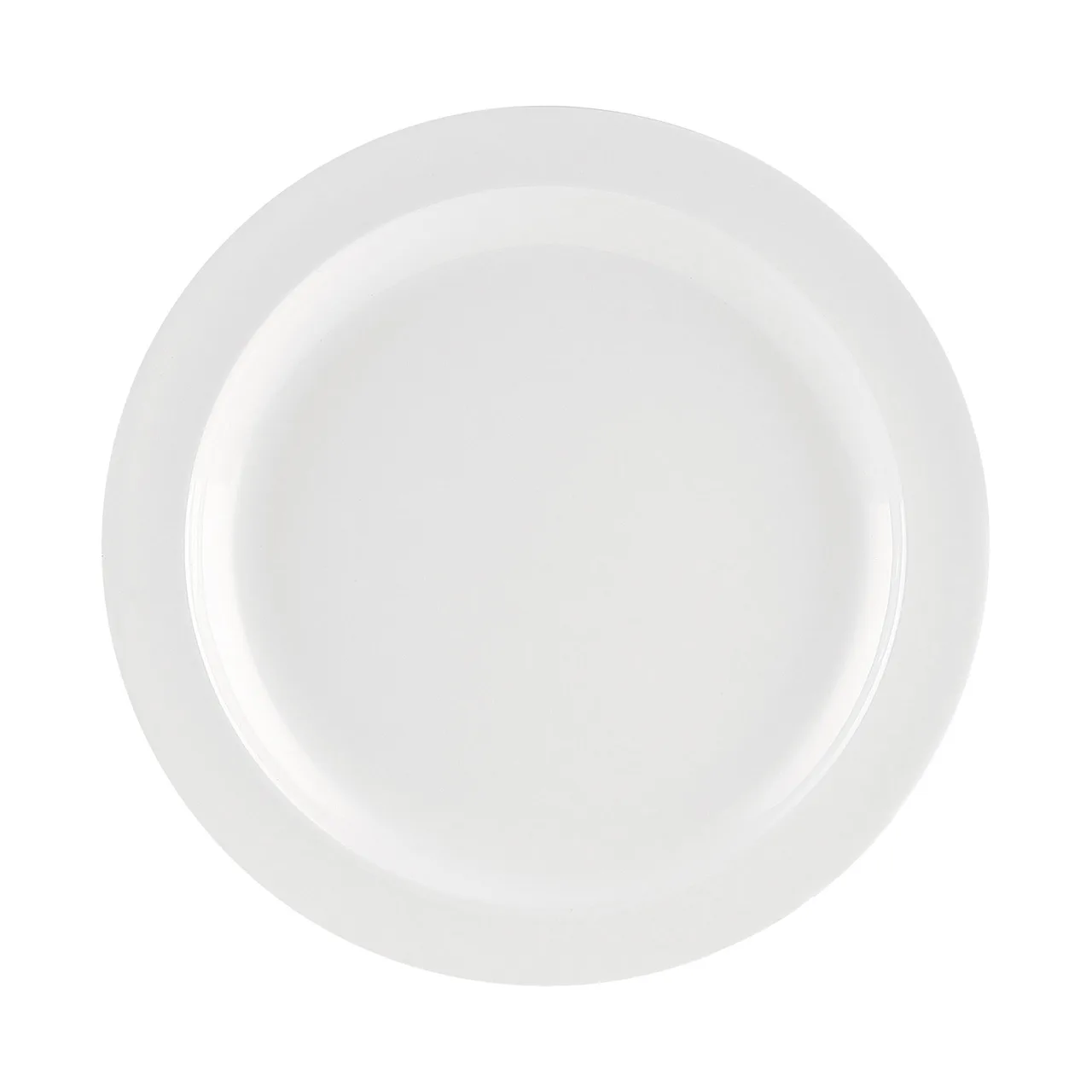 CAC China MLNC-9 Maxwell Plate, 9.75" Round Narrow Rim, White Melamine, Dishwasher Safe - 1 Dozen