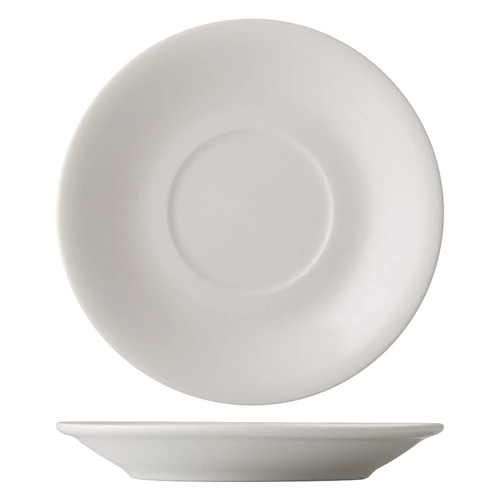 CAC China GW-57 Round Porcelain Saucer, 6.5" Dia., Bone White Glazed Foot, Dishwasher Safe - 1 Dozen