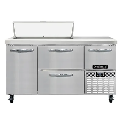 Continental Refrigerator RA60N10-D 60" Sandwich / Salad Prep Table w/ 4 Drawers & 1 Door, 10 Pans