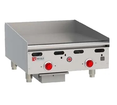 Wolf ASA24-30 24" Countertop Gas Griddle, Snap-Action Thermostat, 30" Deep, 54.000 BTU