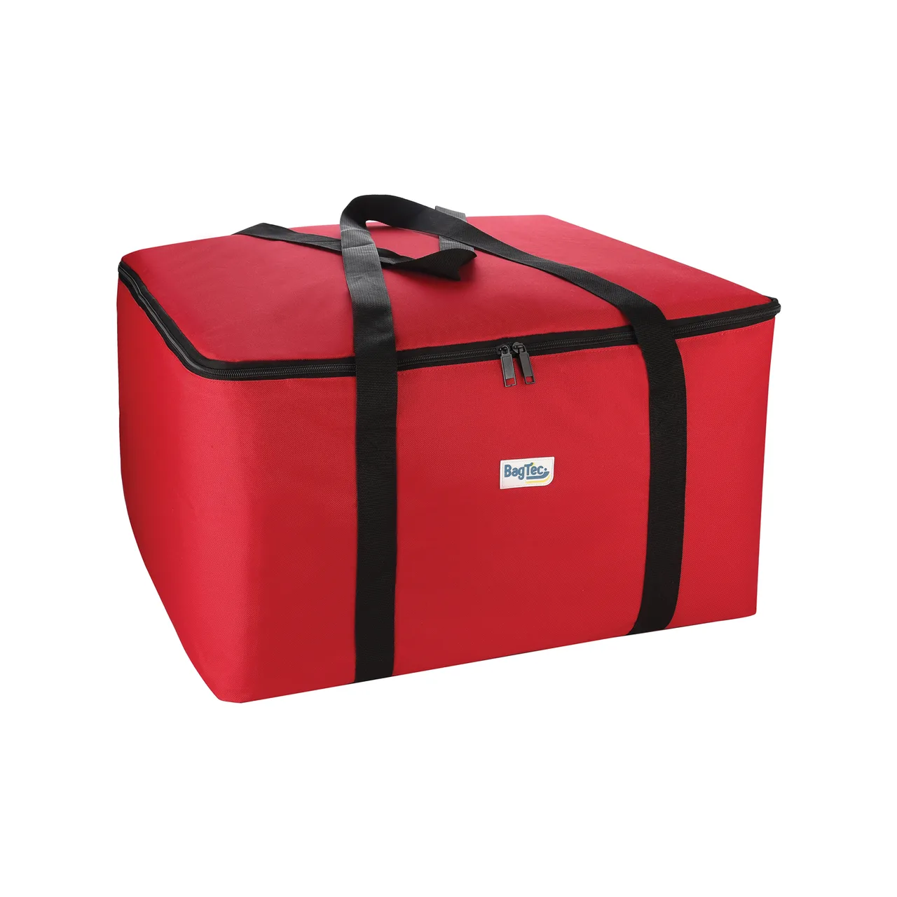 CAC China BTCA-1222R Insulated Food Delivery Bag, 22" x22" x12", Top Load, Zipper Lid Closure, Water-Resistant Nylon, Black/Cherry, Reinforced Strap
