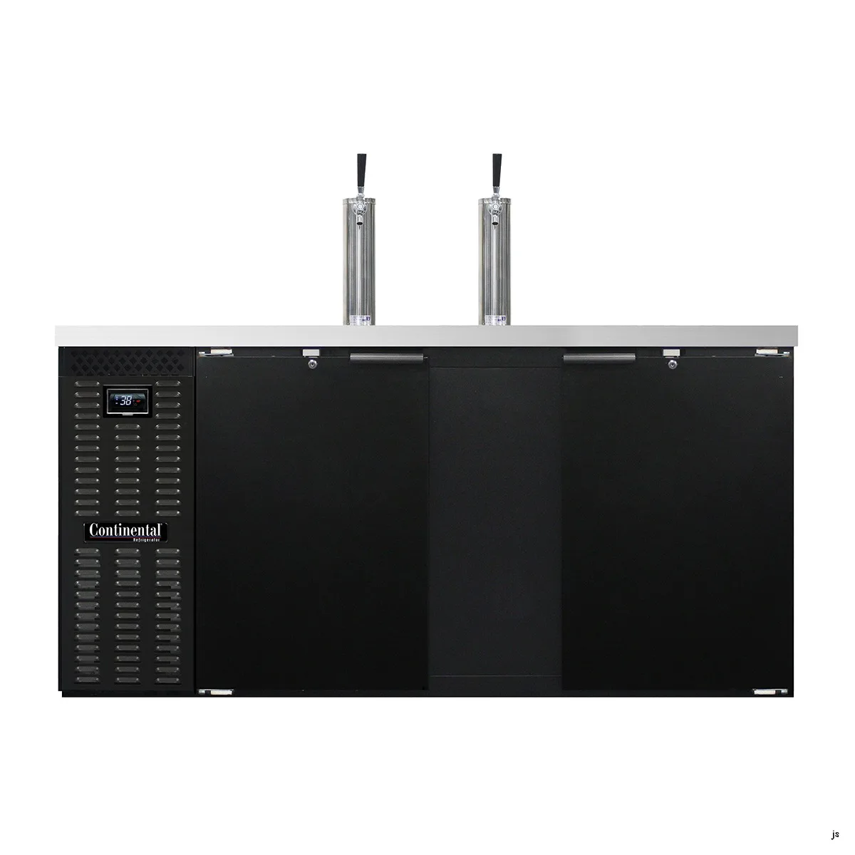 Continental Refrigerator KC69N – 69" 2‑Column Keg Cooler, 26 Cu Ft, Black Enamel/Steel, R290, 1/4 HP