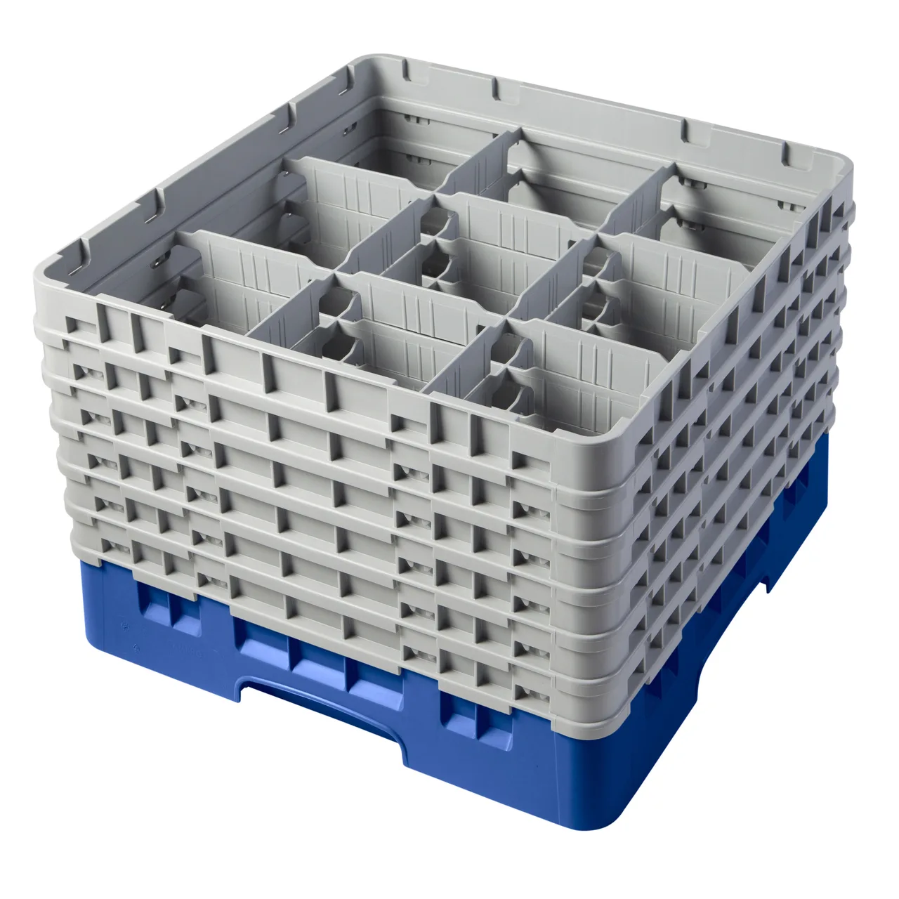 Cambro 9S1114168 Camrack Glass Rack, Full Size, Blue, 19-3/4 x 19-3/4 x 13-3/4, 9 Compartments, 5-7/8 Max Dia, HACCP Compliant, NSF
