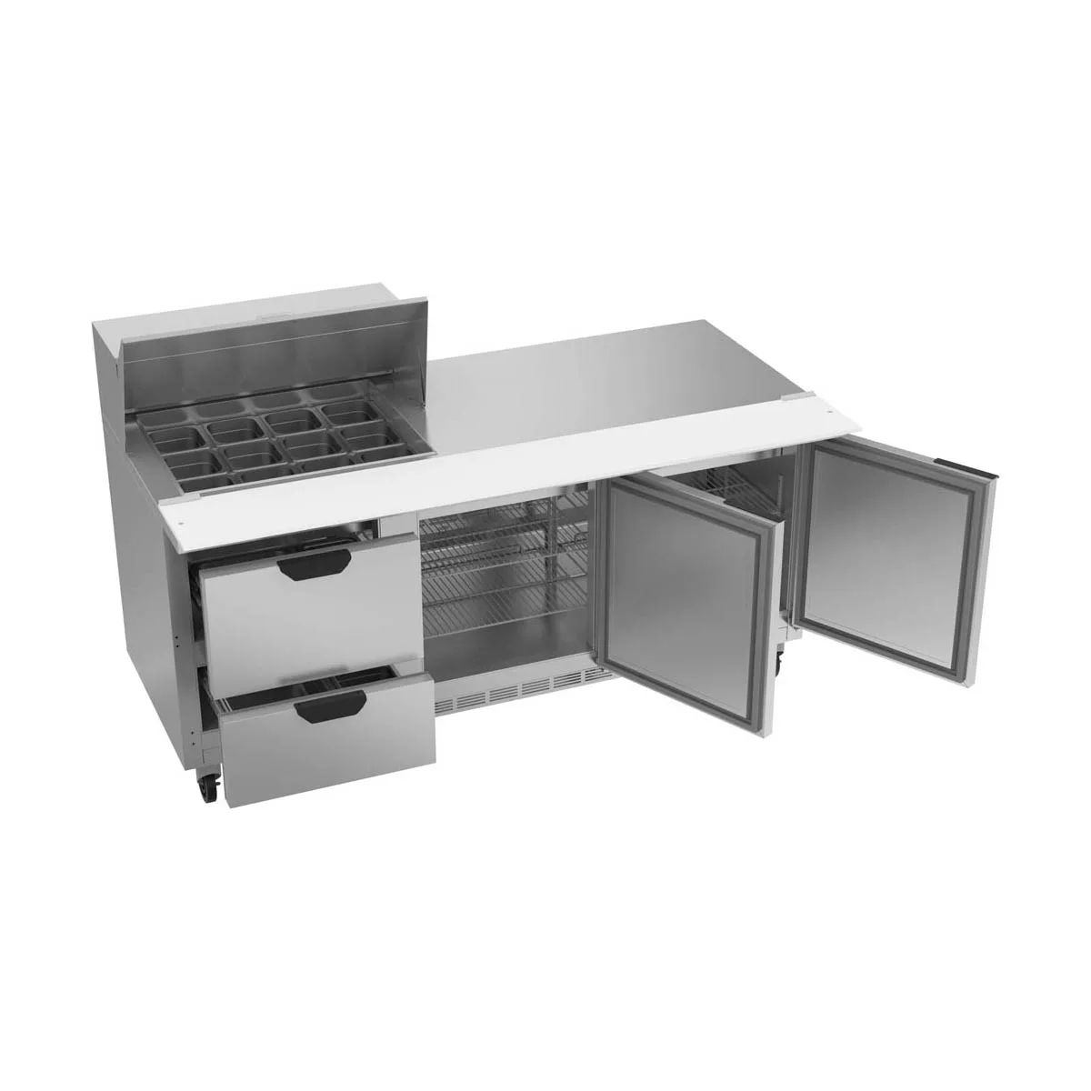 Beverage Air SPED72HC-12M-2 72" Mega Top Sandwich/Salad Prep Table w/ 2 Drawers & 2 Doors, 12 pans