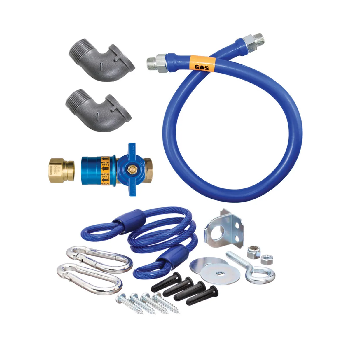 Dormont 16100KITCF24 Deluxe Safety Quik 24" Gas Connector Kit, Two Elbows, Restraining Cable, 1" Dia