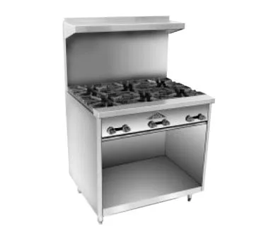 Comstock-Castle F33 36" Commercial Gas Range w/ (6) Open Burners , (1) Cabinet Base, 144.000 BTU