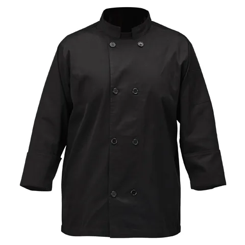 Winco UNF-6KS Mulholland Chef Jacket, Tapered Fit, Double Breasted, black, small