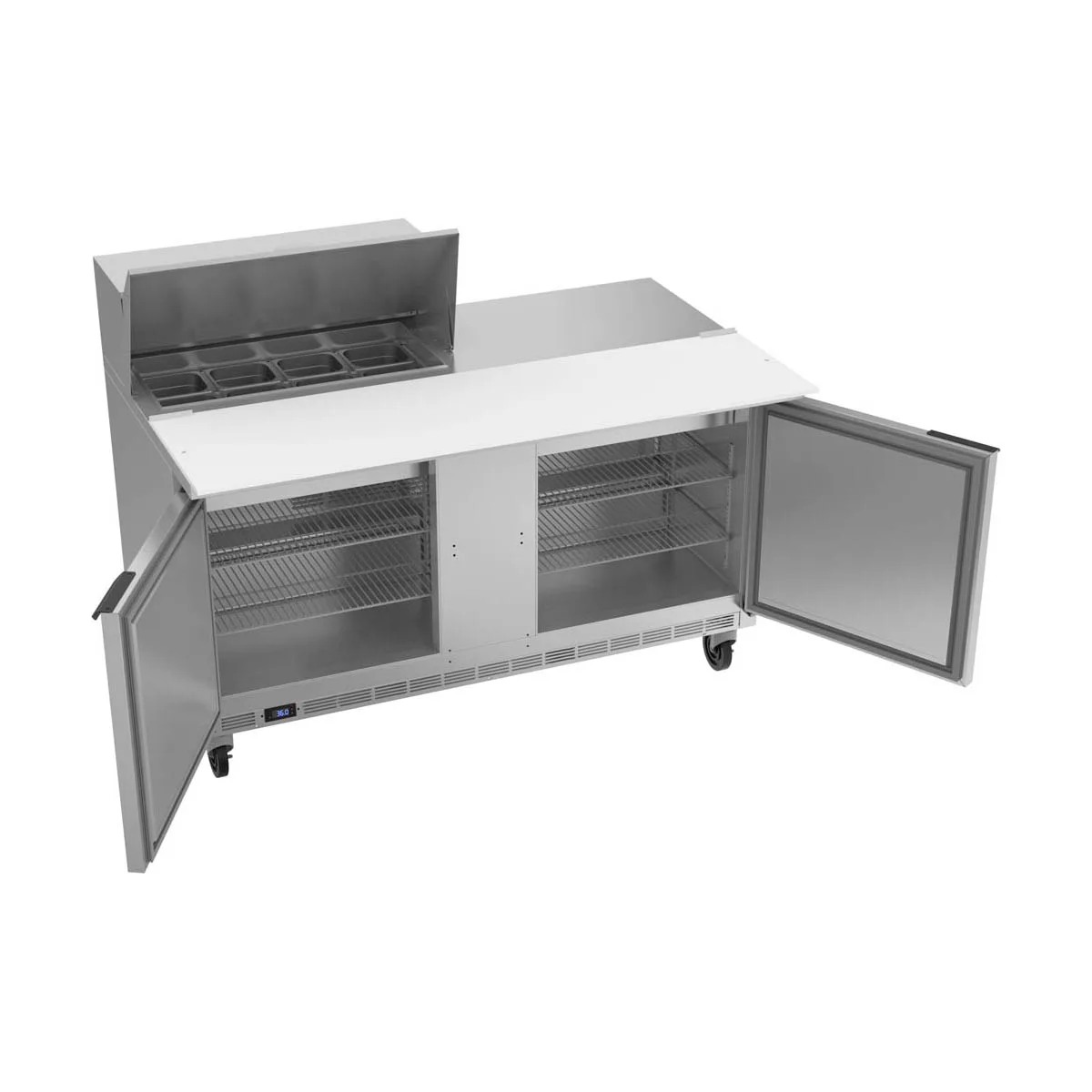 Beverage Air SPE60HC-08C 60" Two Section Sandwich/Salad Prep Table w/ 2 Doors, 8 pans, 16 cu. ft.