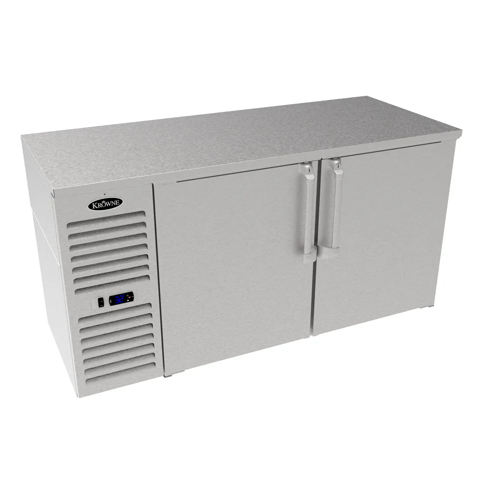 Krowne LS60 60" Reach-In Cooler, 60" x 24" Black Stainless Steel, 2 Doors, R290, 1/4 HP 115V, NSF7